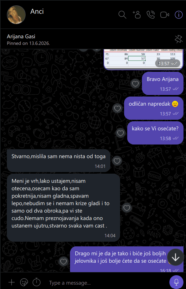 Snimak poruke Arijane Gasi: lako ustaje, nije otečena, nije gladna, spava lepo i nema krize gladi, i to samo od dva obroka.
